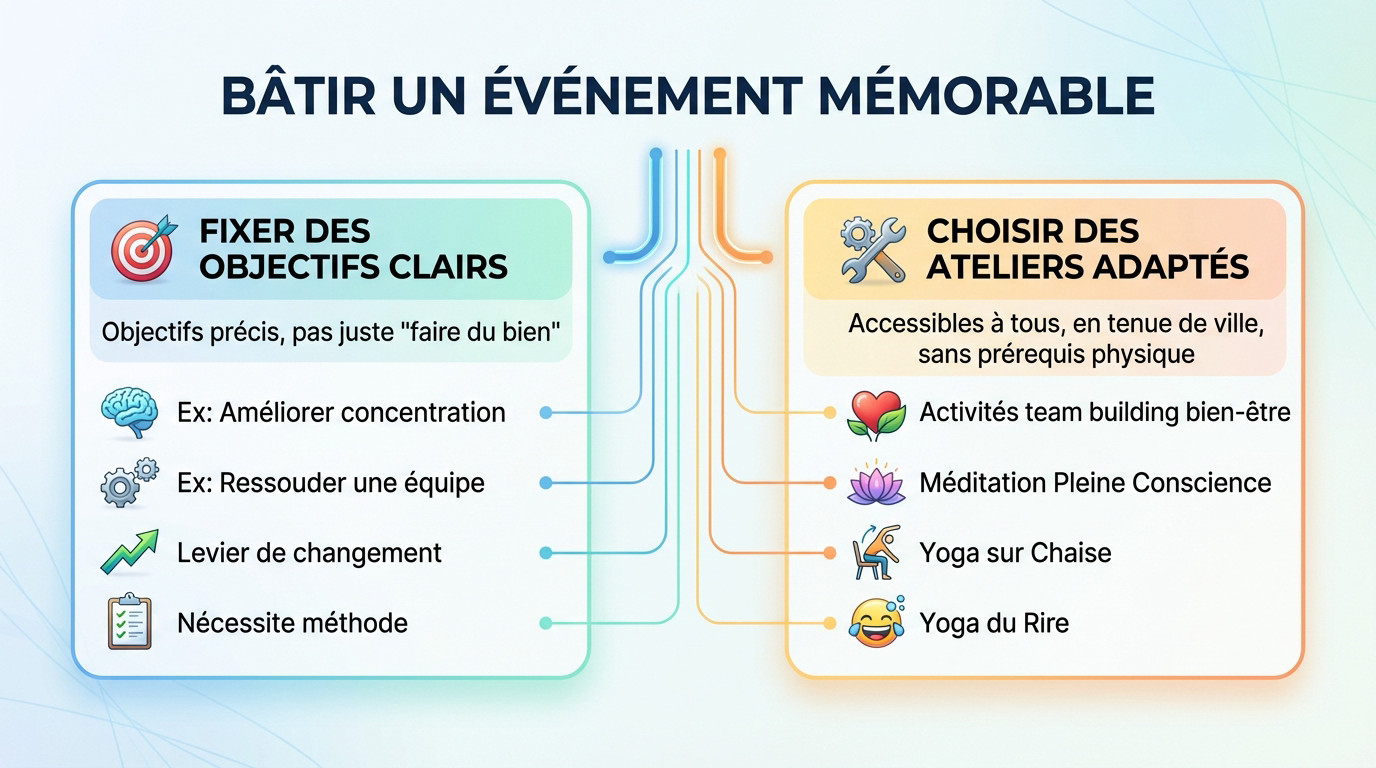 Groupe de collaborateurs participant à un atelier de bien-être en entreprise