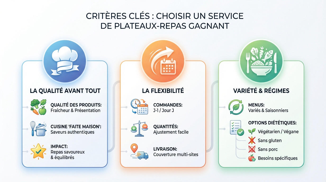 Sélection des critères essentiels pour un service de plateau repas d'entreprise performant