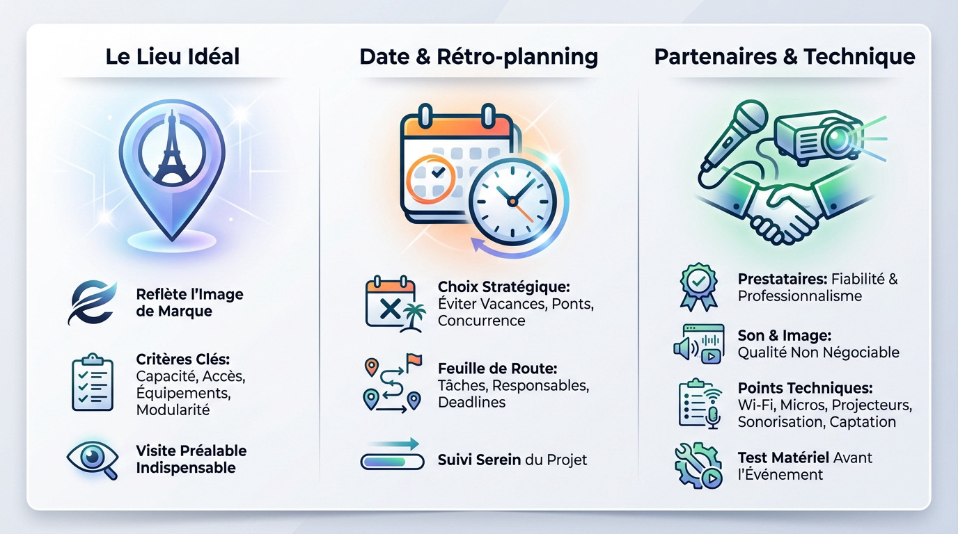 Schéma des étapes clés de la logistique événementielle pour une organisation réussie