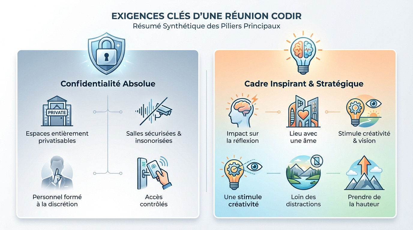 Exigences clés pour une réunion de direction confidentielle en PACA