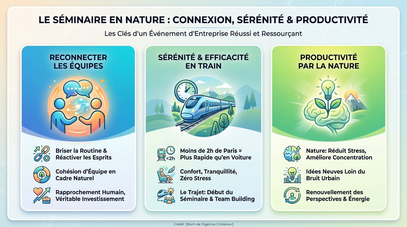 Séminaire d'entreprise en pleine nature accessible en train