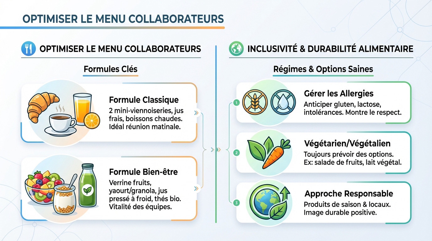 Plateau traiteur équilibré avec viennoiseries et fruits frais pour entreprise
